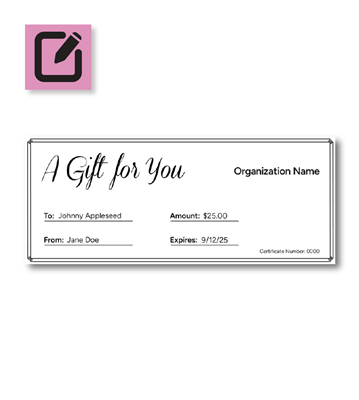 Gift Certificate - Classy - 8.5" x 3.5"