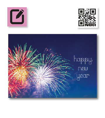 Greeting Card - New Year Fireworks - 7" x 5"