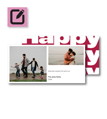 Postcard - Happy - 8" x 4"